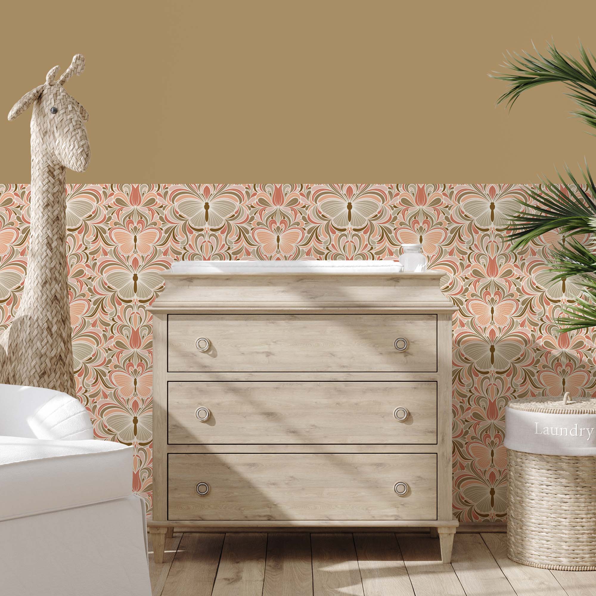 Kinderkamer met bohemian behang met vlinders Boho Nouveau
