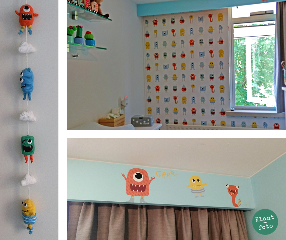 Kinderkamer behang monsters van Perron 11 klantfoto