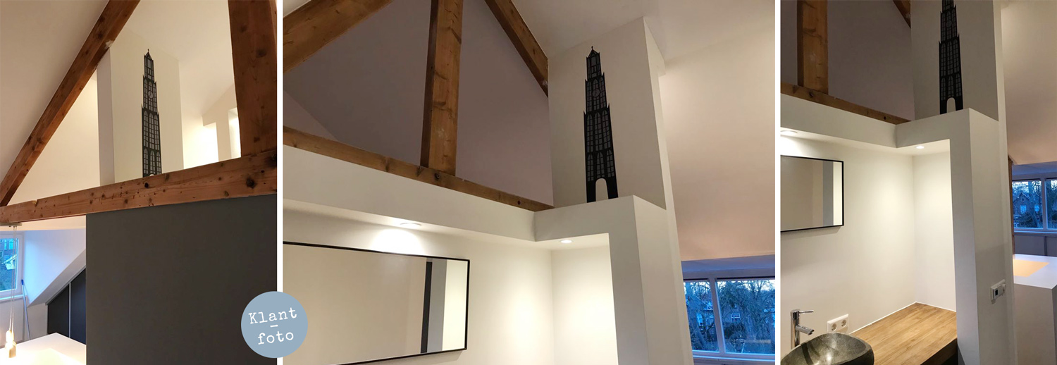 muursticker Domtoren maatwerk by Perron 11 klantfoto