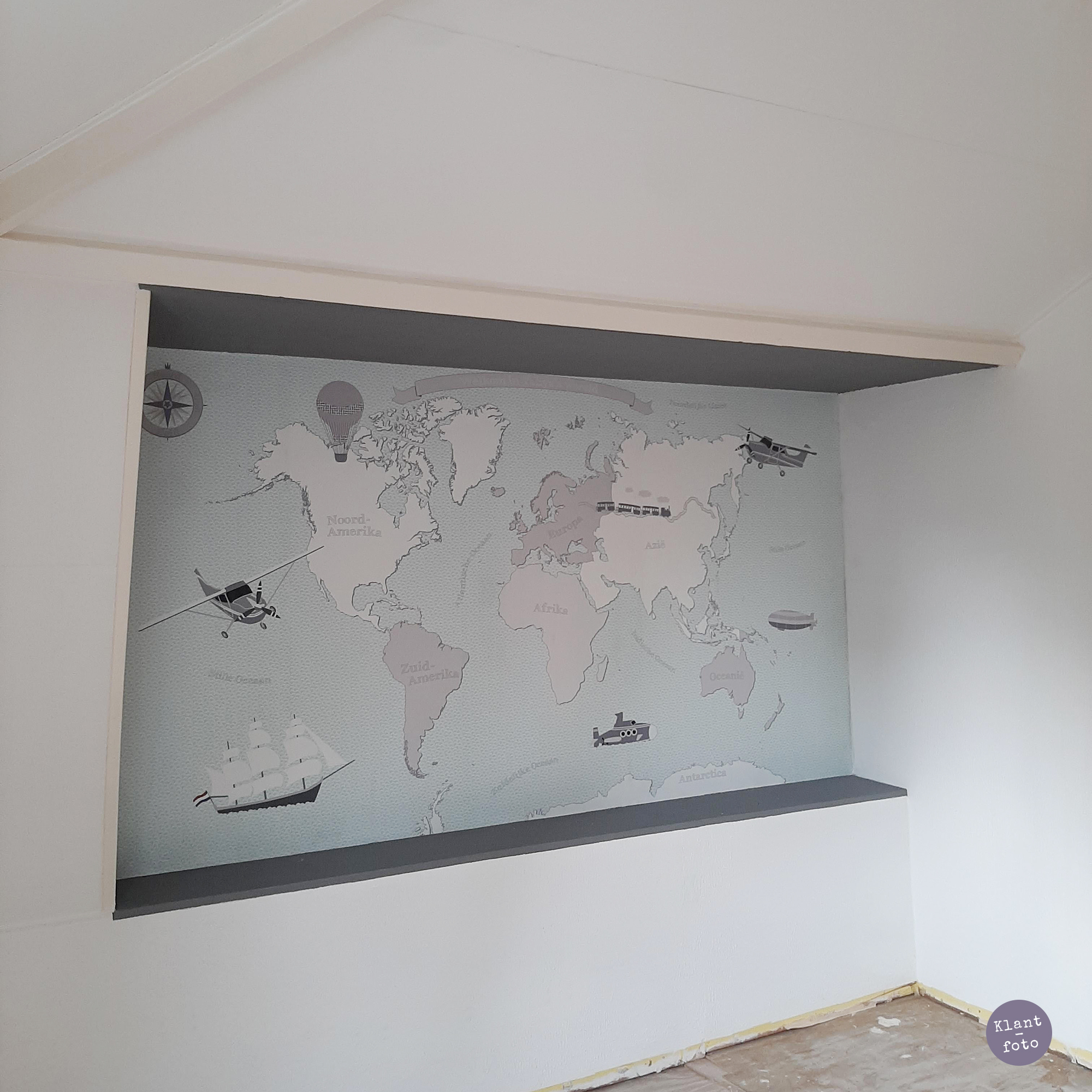 Behang wereldkaart klantfoto 