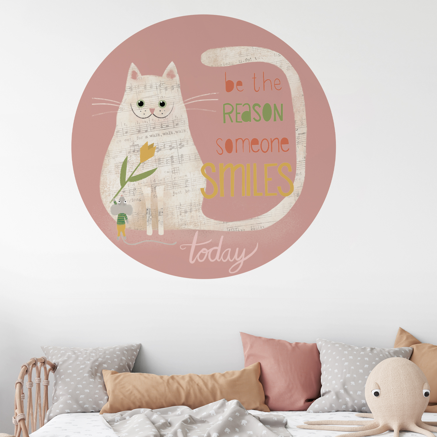 Muurcirkel muursticker kat met quote