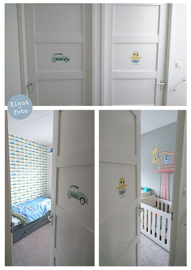 deurstickers met naam van Perron 11 op kinderkamers klantfoto