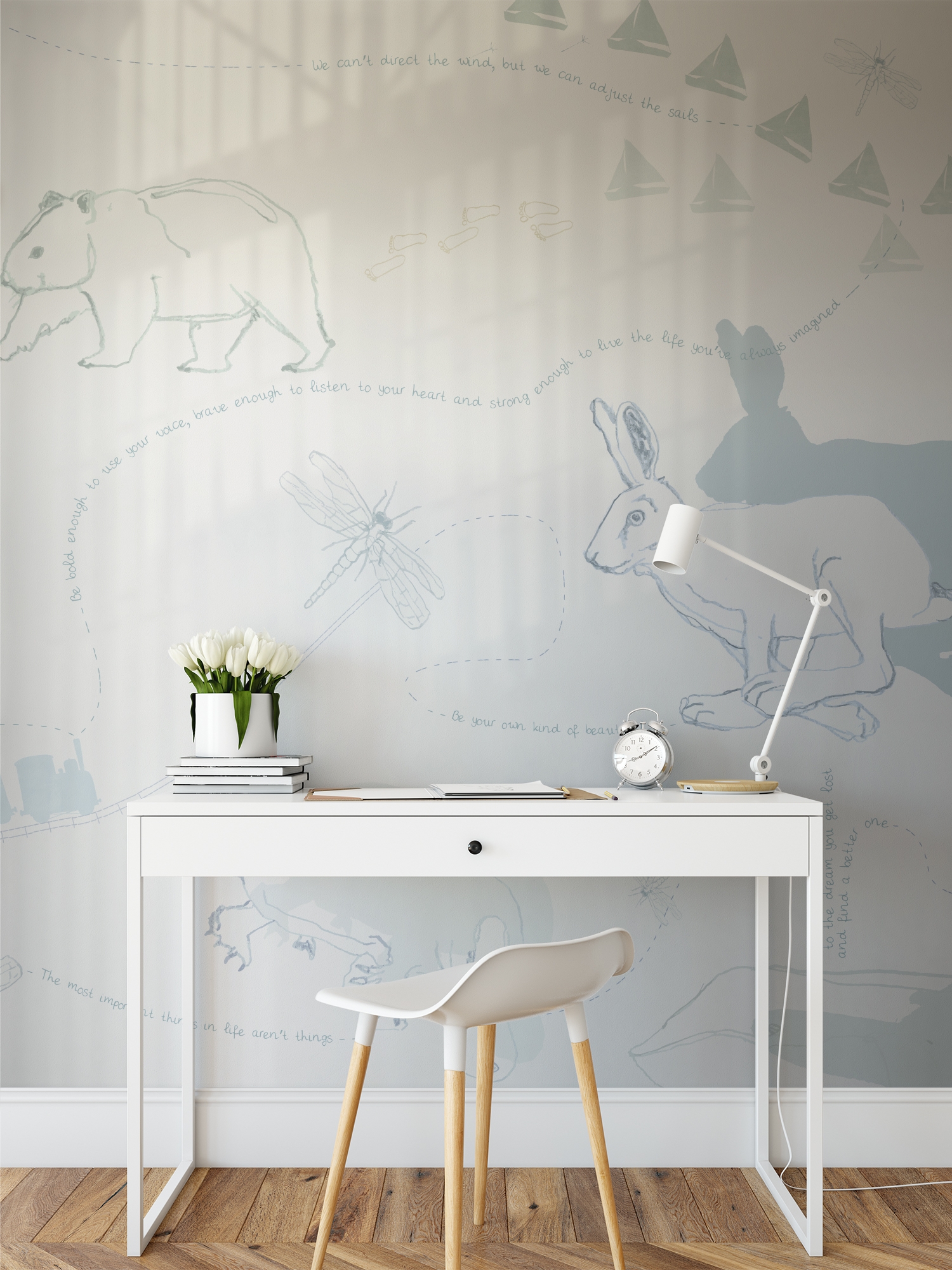 maatwerk behang over reizen in kinderkamer