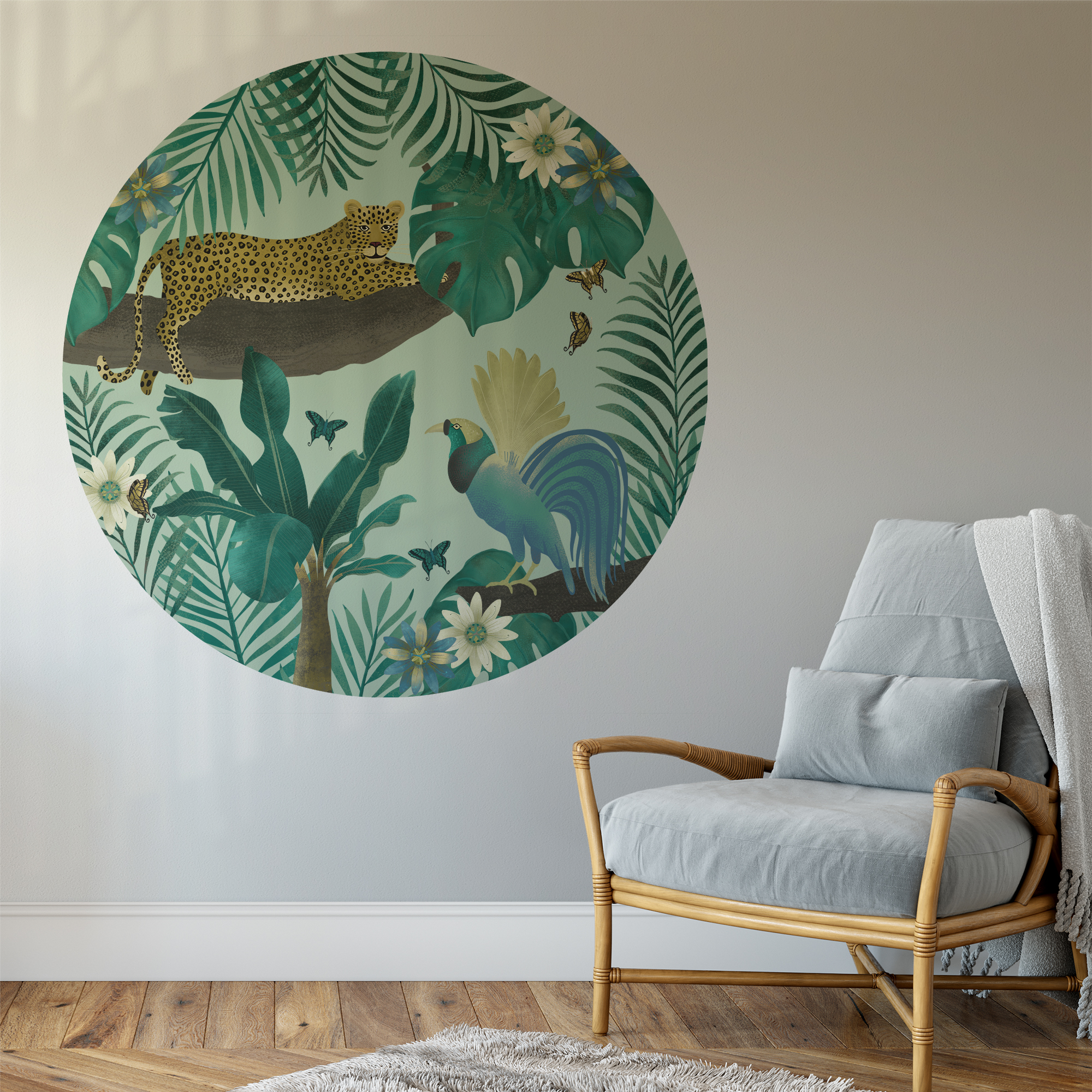 Wandcirkel De Luipaard Jungle in neutrale babykamer