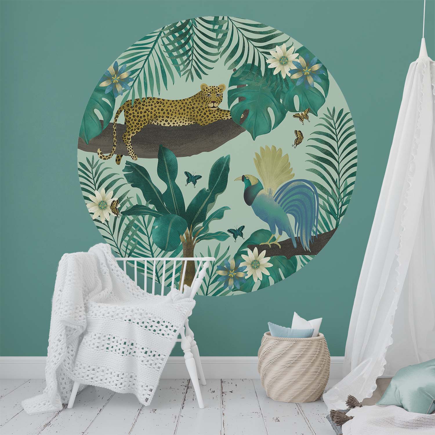 Muurcirkel Jungle in neutrale babykamer