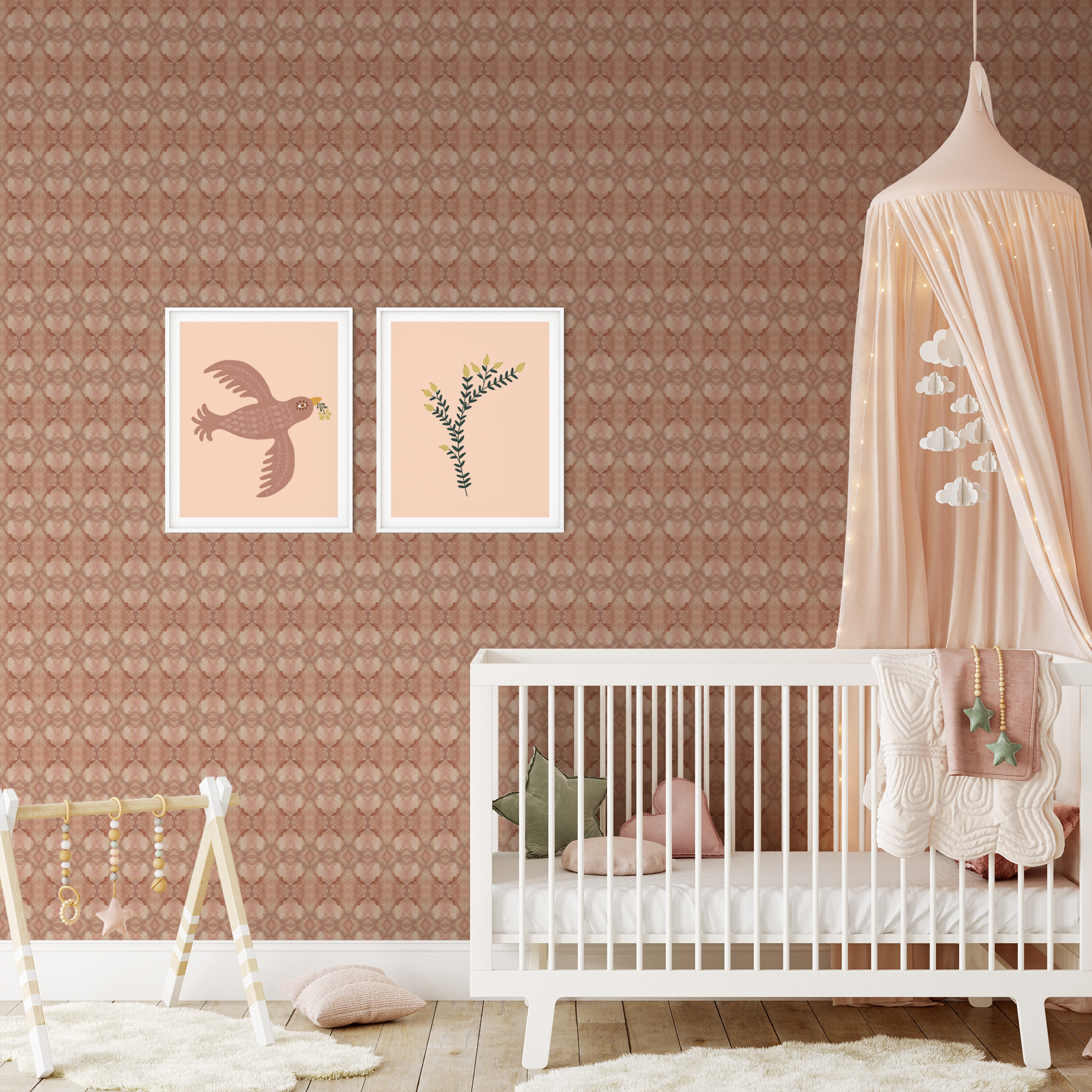 Kinderbehang hearts in babykamer