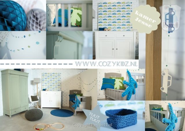 babykamer met autobehang door CozyKidz