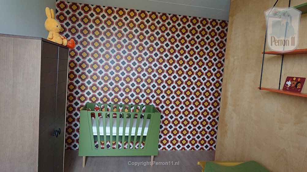 Behang retrobloem met aangepaste kleur een formaat van bloemetje 