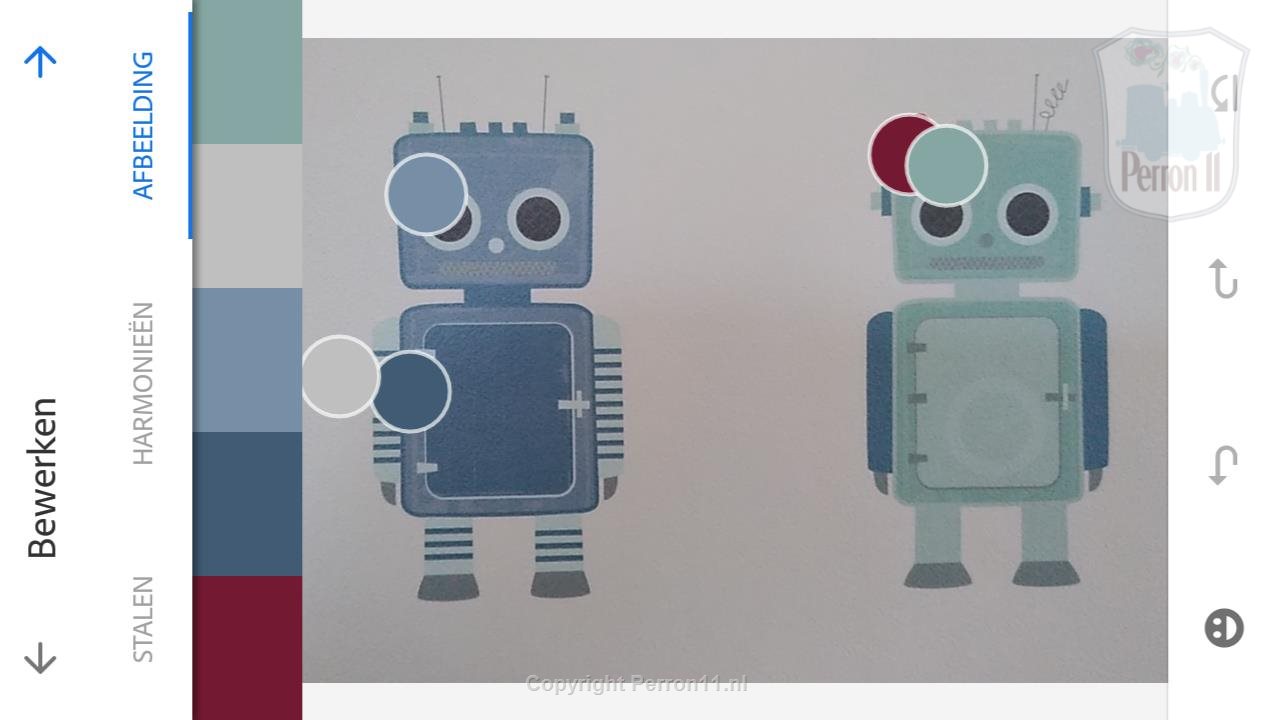screenshot van app Adobe Capture met behang Robots van Perron 11