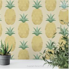 Maak los Een nacht maak een foto Vrolijk behang met ananas in verschillende kleuren