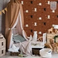 Behang, kinderbehang met vogels en regenbogen in kinderkamer.
