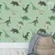 Behang met dinosaurussen, kinderbehang voor de kinderkamer.
