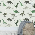 Kinderbehang met dinosauriërs voor de kinderkamer.