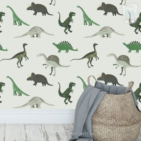 Kinderbehang met dinosauriërs voor de kinderkamer.