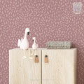 Behang, kinderbehang met witte zwanen en boekjes.