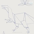 Origami dino behang, kinderbehang.