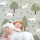 Behang met paarden en bomen, kinderbehang.