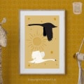 Kinderbehang met zwanen en vogels, behang, kinderbehang.