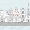 Behang met Amsterdamse grachten en Westertoren, kinderbehang voor de kinderkamer.