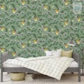Behang, kinderbehang met vogels en bloemen voor kinderkamer.