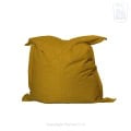 Behang, kinderbehang: gele zak met print.