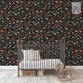 Behang, kinderbehang met bloemen en planten voor kinderkamer.