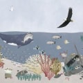 Behang met onderwaterwereld en zeedieren, kinderbehang.