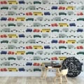 Behang met kinderauto's, kinderbehang voor kinderkamer.