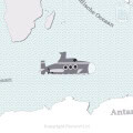 Behang, kinderbehang met een schip op de oceaan.