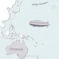 Kinderbehang met zeppelin en oceaansymbolen.