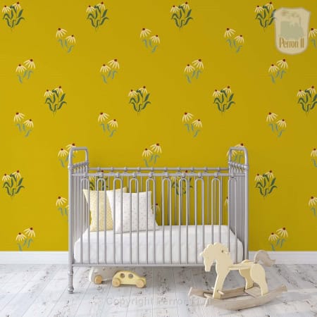 Behang, kinderbehang met bloemen voor kinderkamer.