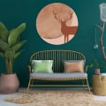 Behang, kinderbehang met hert en maan op groene muur.