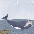 Kinderbehang met walvis en zeedieren, nautisch thema.