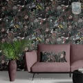 Behang met tropische vogels en planten, kinderbehang.