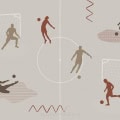 Kinderbehang met voetbalsport en speelse elementen.