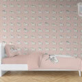 Behang, kinderbehang met een eenhoorn patroon in roze en mintgroen.