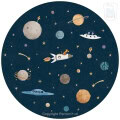 Behang, kinderbehang met ruimtevaart en planeten.