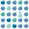 Behang met appels, peren en rupsjes, kinderbehang.