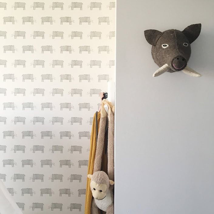 Wanddecoratie met hondenkop Hondenkop wanddecoratie behang, kinderbehang.