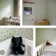 Behang en kinderbehang in een kinderkamer, zachtgroen en wit.
