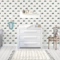 Behang met kleine tractoren, kinderbehang voor kinderkamer.