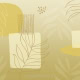 Behang, kinderbehang met abstracte botanische patronen in zachte tinten.