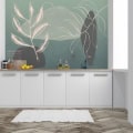 Kinderbehang met abstracte planten en lijnen, modern ontwerp.
