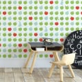Behang met groene en rode appeltjes, kinderbehang.