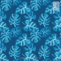 Behang met monstera bladeren, kinderbehang, blauw tinten.