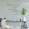 Behang, kinderbehang met tekst en groene plant in pot.