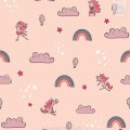 Behang met unicorns, regenbogen en wolken voor kinderbehang.