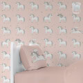 Behang met eenhoorns, kinderbehang, roze achtergrond.