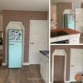 Behang, kinderbehang met retro patroon in keuken.