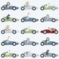 Kinderbehang met raceauto's en dieren, behang, kinderbehang.